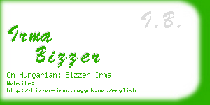 irma bizzer business card